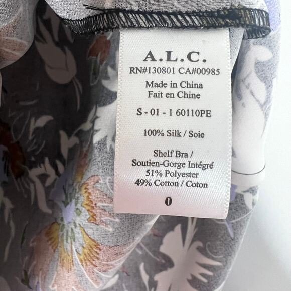 A.L.C Silk Black Floral Strapless Mini Dress Size 0 - Picture 5 of 9